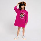 Girls Pink Lucky Tiger Logo Sweatshirt Dress, 1, hi-res
