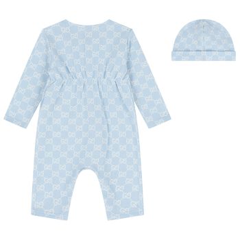 Baby Boys Blue GG Logo Romper Gift Set