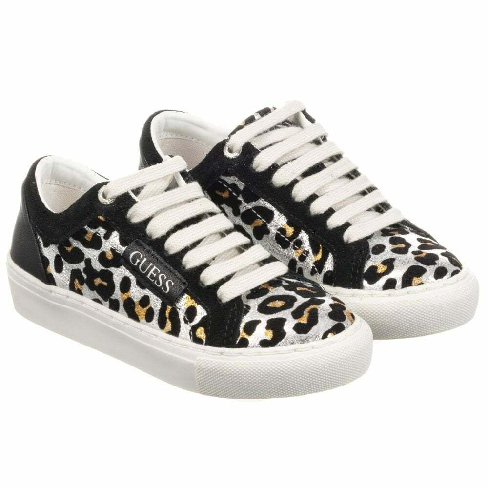 Guess Girls Leopard Print Trainers Junior Couture UK