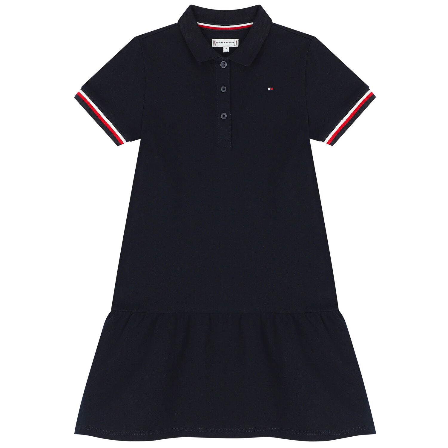Girls Navy Blue Logo Polo Shirt Dress, 2, hi-res