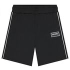 Boys Black Logo Shorts, 1, hi-res
