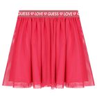 Girls Pink Logo Mesh Skirt, 1, hi-res