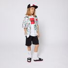 Boys Black Logo Shorts, 1, hi-res