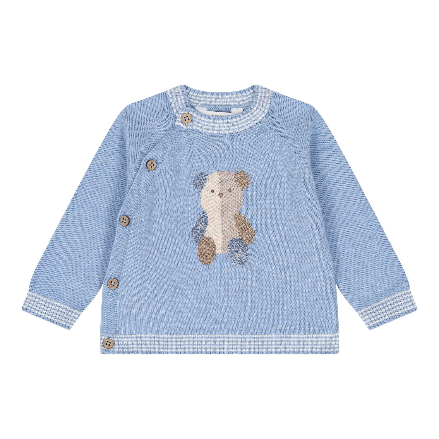Baby Boys Blue Teddy Bear Knitted Trousers Set, 2, hi-res