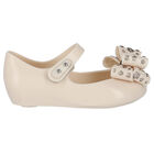 Younger Girls Beige Bow Jelly Shoes, 1, hi-res