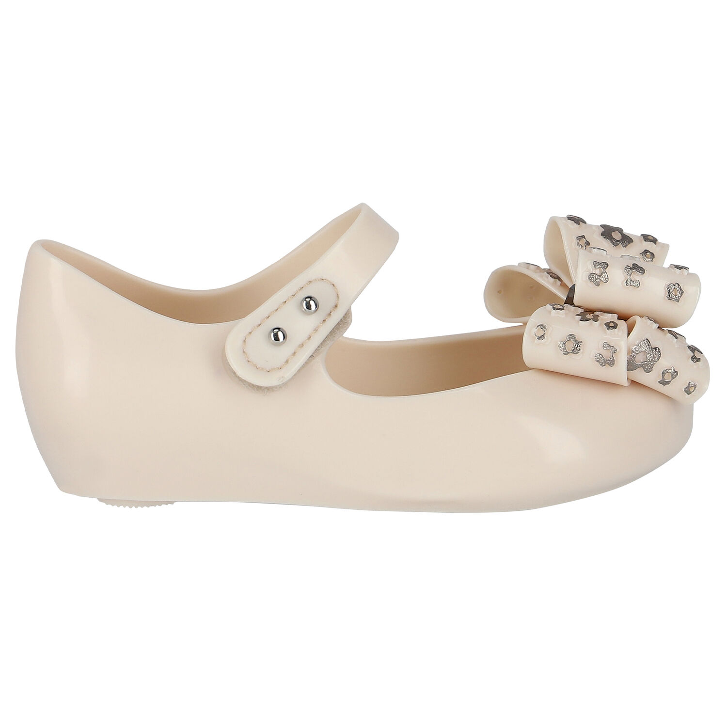 Younger Girls Beige Bow Jelly Shoes, 1, hi-res