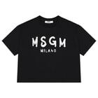 Girls Black Logo T-Shirt, 1, hi-res