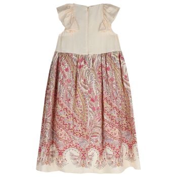 Girls Ivory & Pink Floral Paisley Dress 