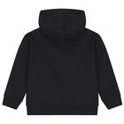 Boys Black Teddy Bear Logo Hooded Top, 1, hi-res
