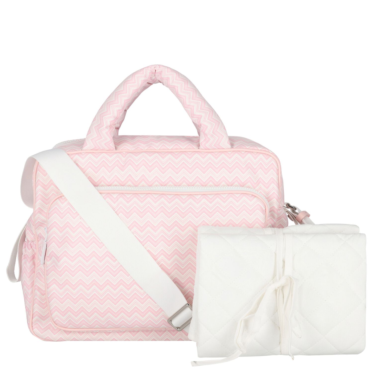 Baby Girls Pink Zig Zag Changing Bag, 1, hi-res