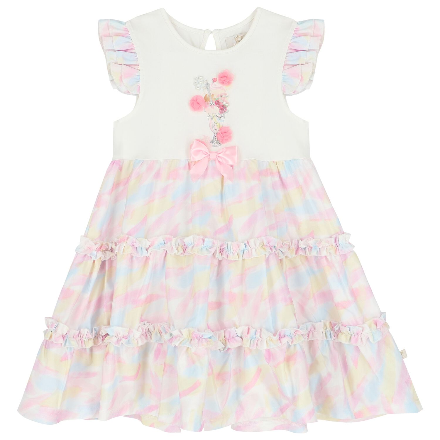 Girls Ivory, Pink, Yellow & Blue Ice Cream Dress, 1, hi-res image number null
