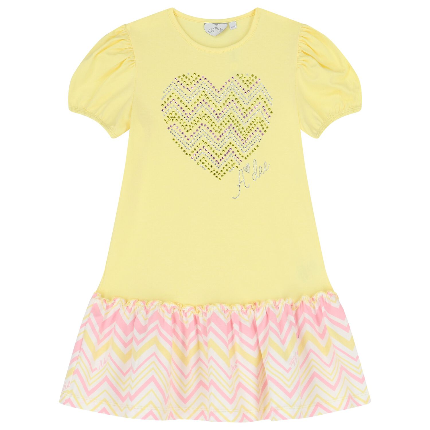 Girls Yellow Heart Dress, 1, hi-res