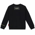 Girls Black Logo Sweatshirt, 1, hi-res