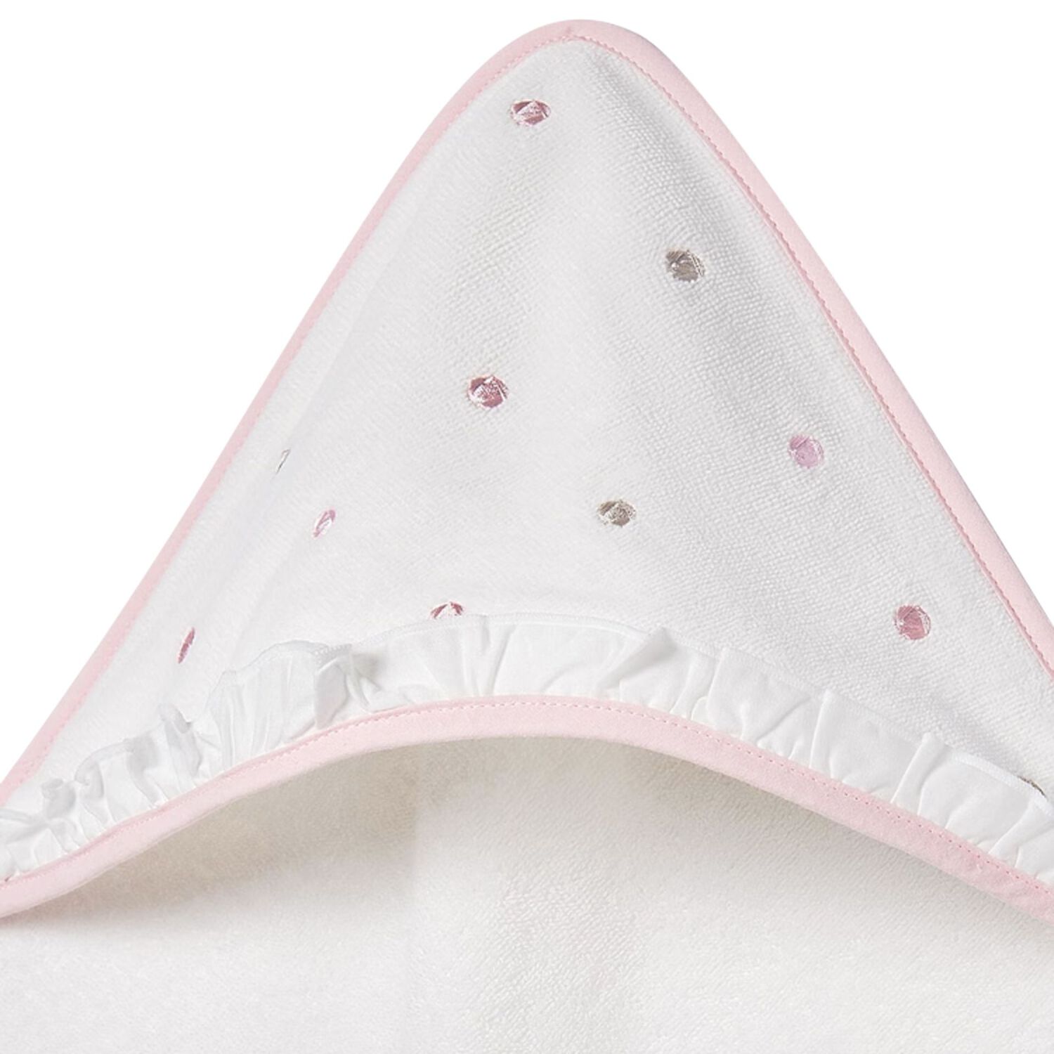 Baby Girls White & Pink Hooded Towel, 2, hi-res