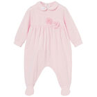Baby Girls Pink Flower Babygrow, 1, hi-res