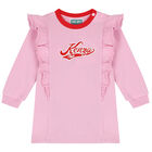 Younger Girls Pink Logo Dress, 1, hi-res