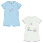 Baby Boys White & Blue Rompers ( 2-Pack ), 1, hi-res