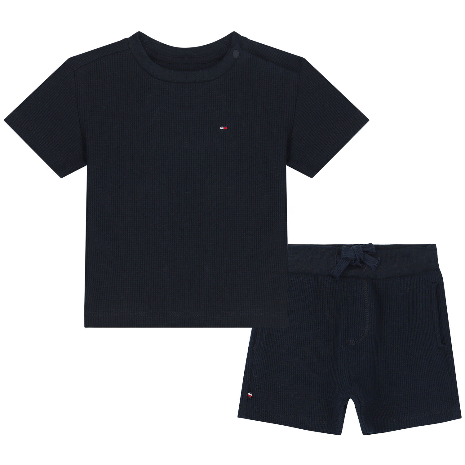 Baby Boys Navy Blue Logo Shorts Set, 1, hi-res