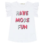 Girls White & Pink Embellished Shorts Set, 1, hi-res