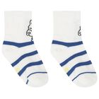 Baby Boys Ivory & Blue Boat Print Socks ( 3-Pack ), 3, hi-res