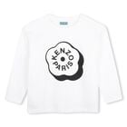 Girls White Boke Flower Logo Long Sleeve Top, 1, hi-res
