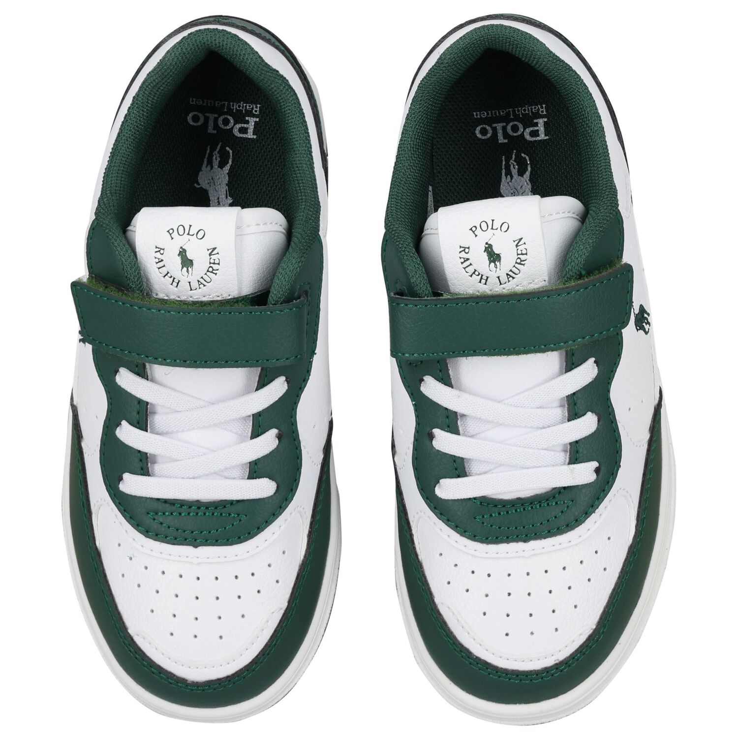 Boys White & Green Logo Trainers, 1, hi-res