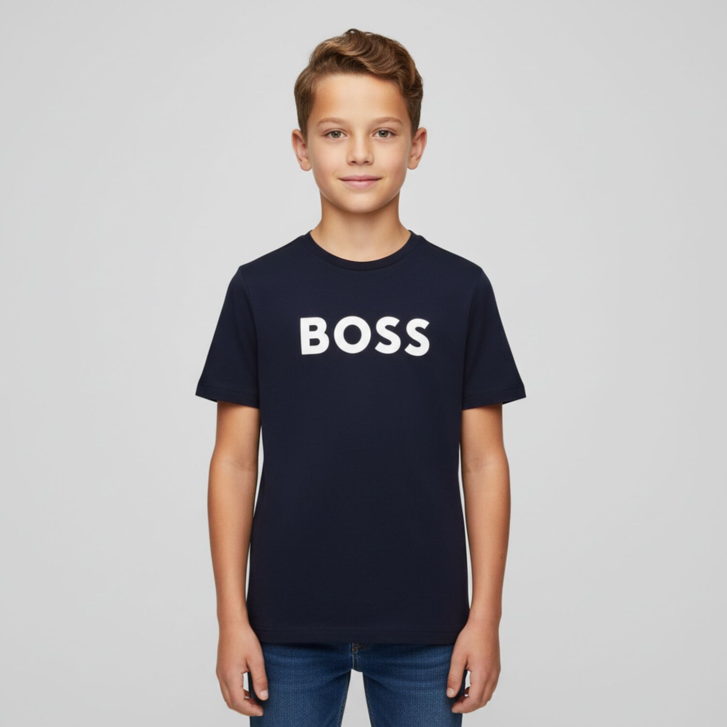 Boys Navy Blue Logo T-Shirt, 3, hi-res image number null