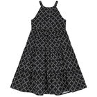 Girls Black Chain Logo Dress, 1, hi-res