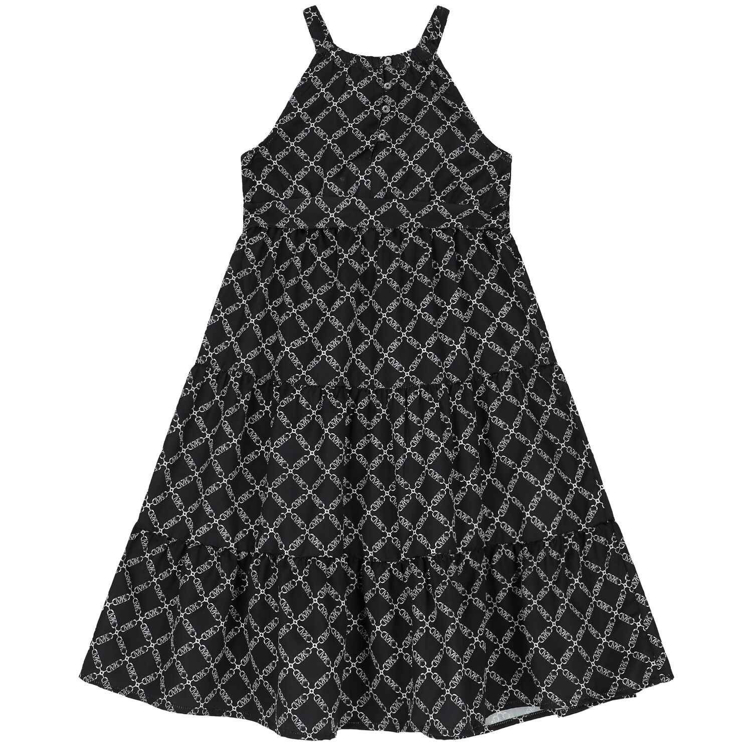 Girls Black Chain Logo Dress, 1, hi-res