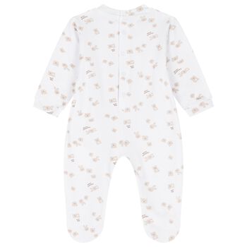 White & Beige Teddy Bear Babygrow