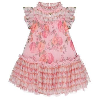 Girls Pink Floral Tulle Dress