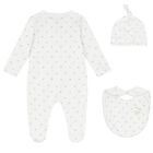 White Silver Bow Babygrow Set, 1, hi-res