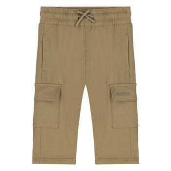 Younger Boys Beige Logo Trousers