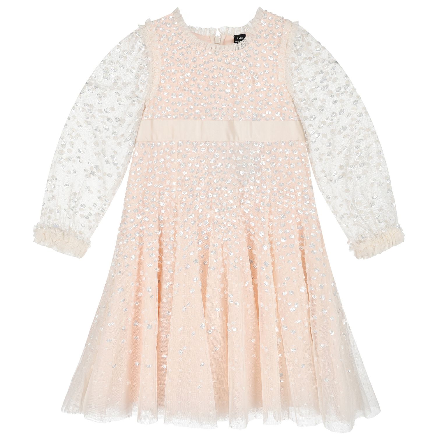 Girls Pink Dappled Sequin Embellished Dress, 1, hi-res