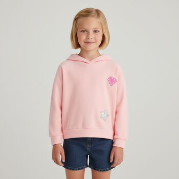 Girls Pink Hooded Top