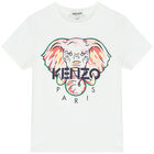 Girls White Elephant Logo T-Shirt, 1, hi-res