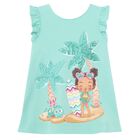 Younger Girls Aqua Dress, 1, hi-res