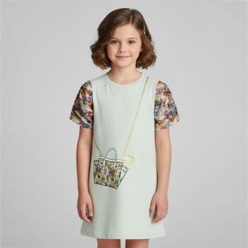 Girls Green Crossbody Bag Dress