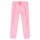 Girls Pink Ruffled Joggers, 1, hi-res