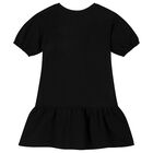 Girls Black Teddy Bear Logo Dress, 4, hi-res