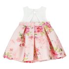 Younger Girls White & Pink Floral Satin Dress, 1, hi-res