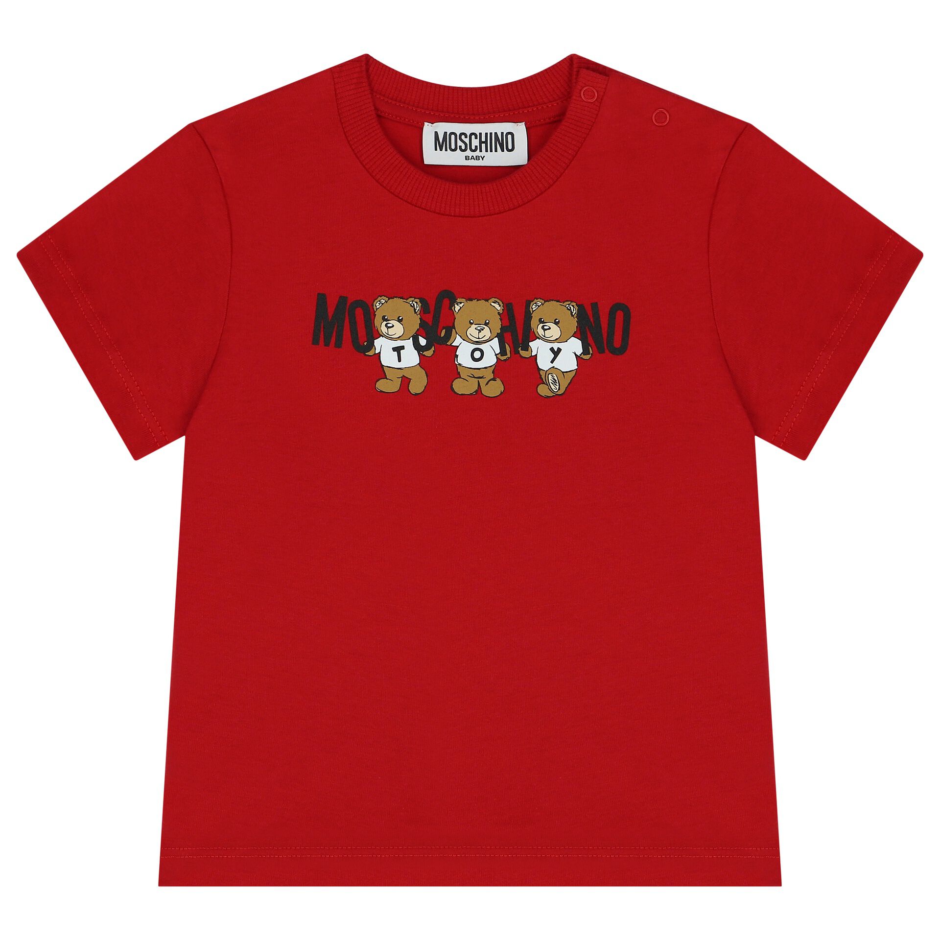 Moschino Red Teddy Bear Logo T Shirt Junior Couture UK