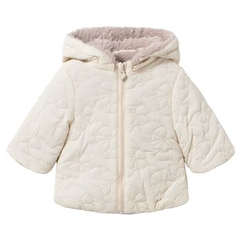 Baby Girls Ivory & Beige Bow Reversible Jacket