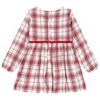 Girls White & Red Tartan Dress, 1, hi-res