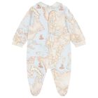 Baby Boys Ivory, Blue & Beige Geo Map Babygrow Set, 2, hi-res