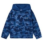 Boys Blue Camouflage Hooded Top, 1, hi-res