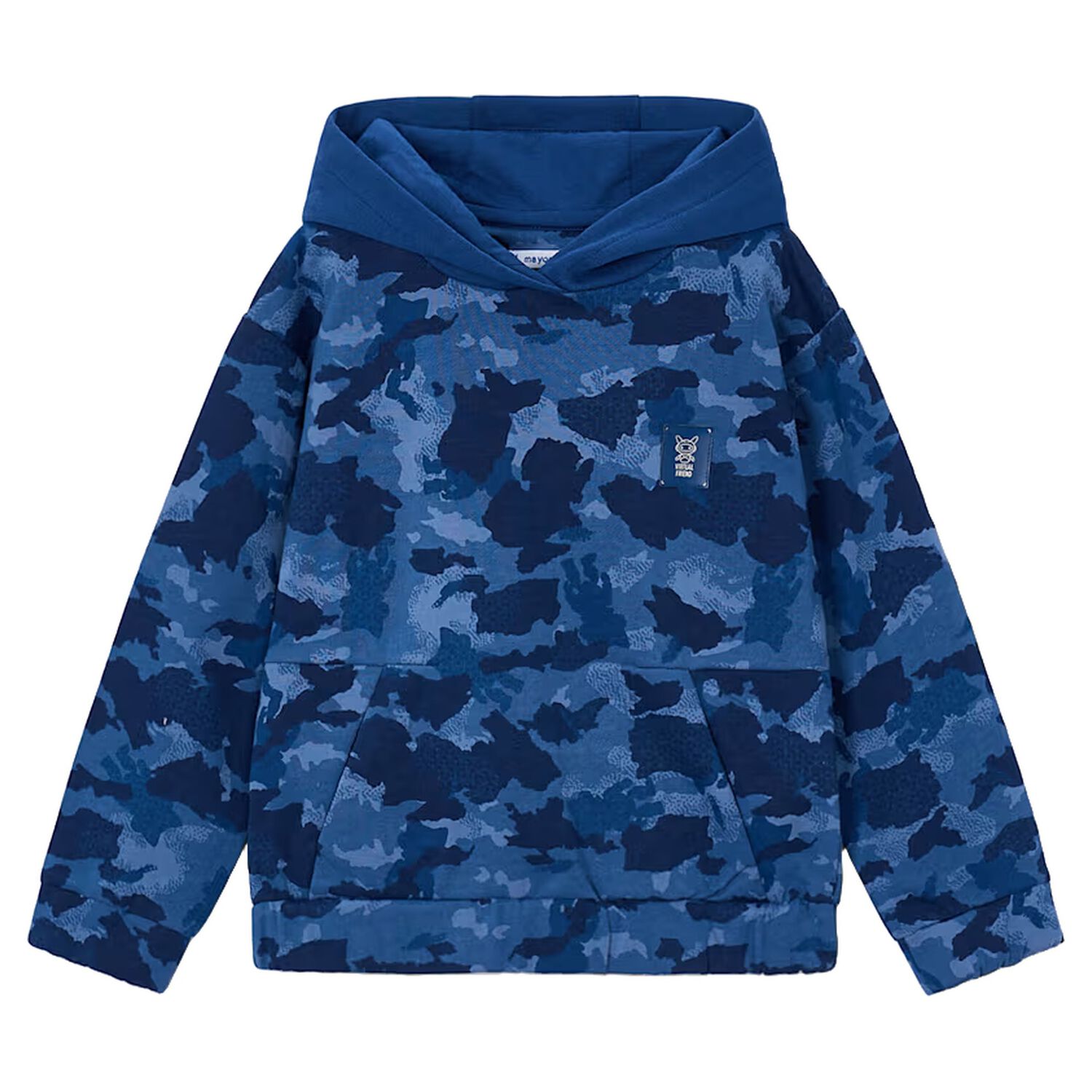 Boys Blue Camouflage Hooded Top, 1, hi-res
