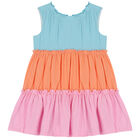 Girls Blue, Orange & Pink Dress, 1, hi-res