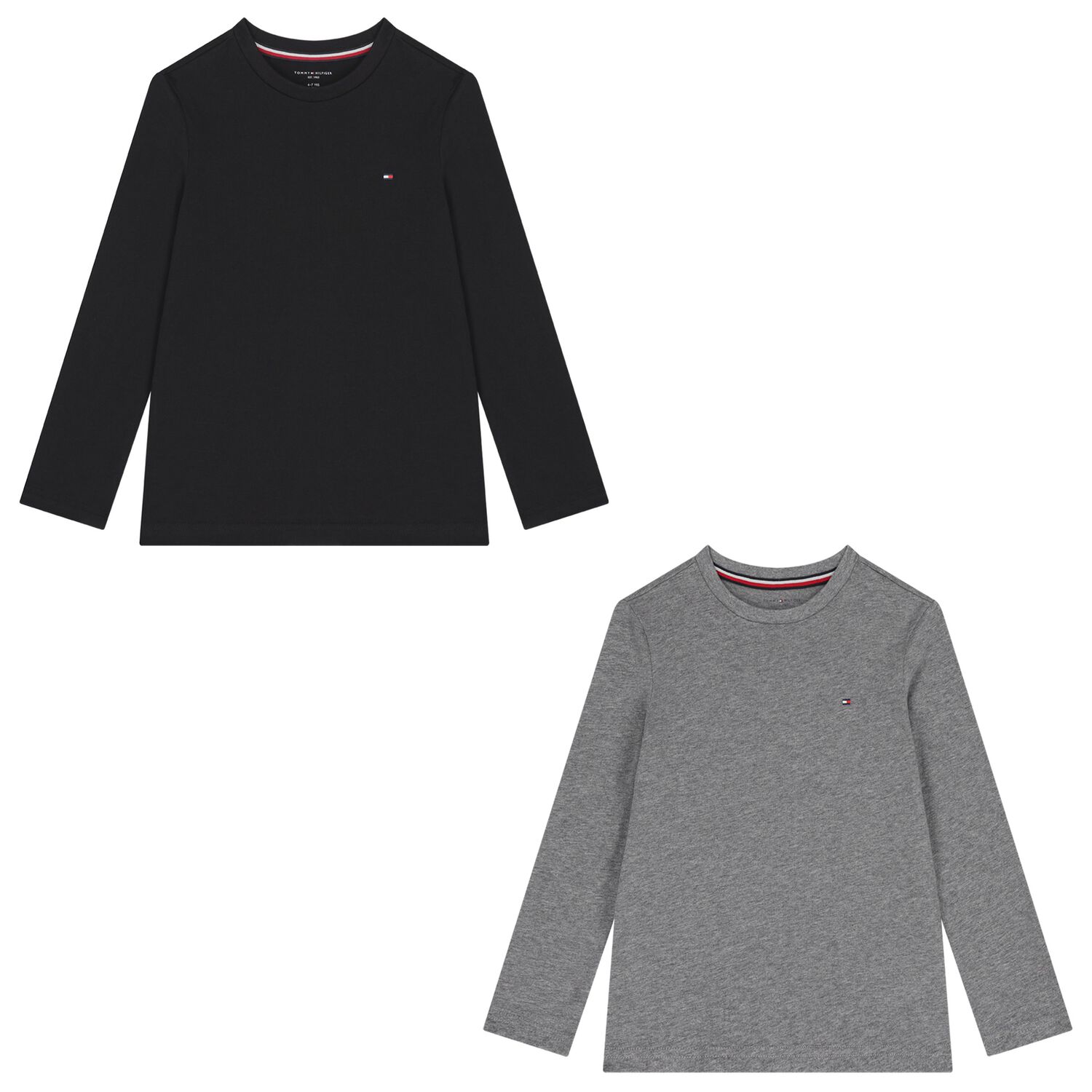 Boys Black & Grey Cotton Logo Long Sleeve Top( 2-Pack ), 2, hi-res