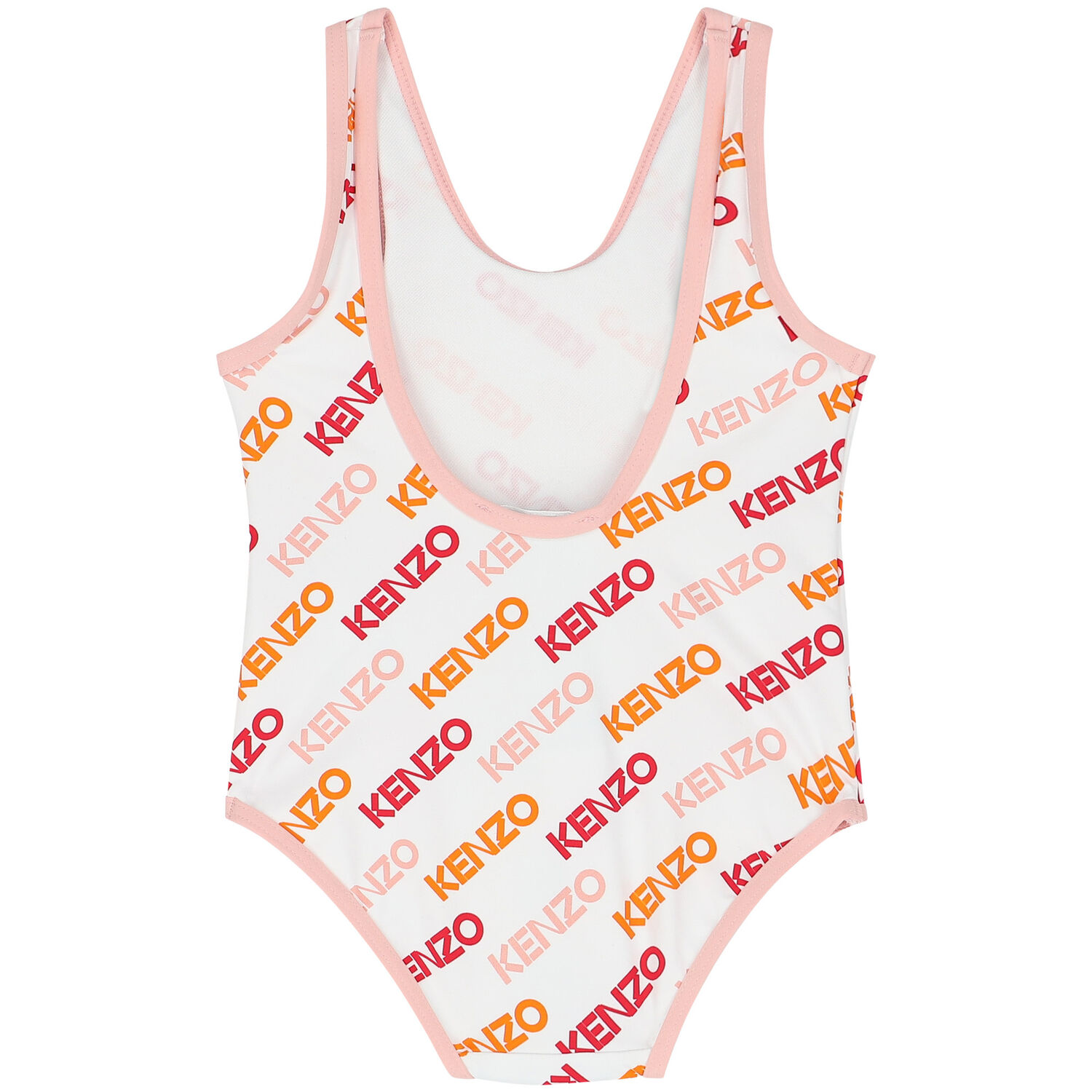 Younger Girls White Logo Swimsuit, 1, hi-res